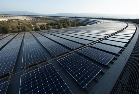 Die Solaranlage auf den Dächern des Apple Park in Cupertino