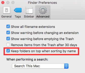Finder-Einstellungen macOS Sierra