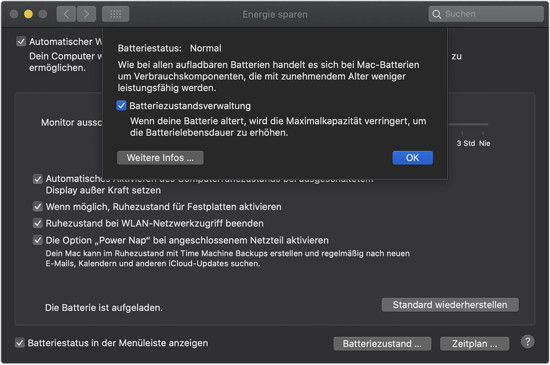 macOS 10.15.5: Intelligente Akku-Ladefunktion