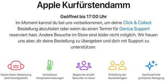 Deutsche Apple-Ladengeschäfte öffnen wieder: Reparaturen, Service und Abholung von Online-Bestellungen