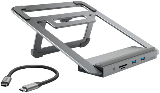 Hama kombiniert MacBook-Ständer mit Docking-Station