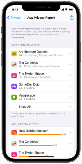 iOS/iPadOS 15 App Privacy Report