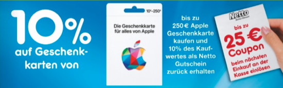Netto Marken-Discount: Neue Bonusaktion für Apple-Guthabenkarten