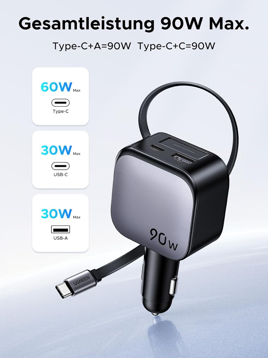 UGREEN KFZ-Ladegerät mit USB-C-Kabel